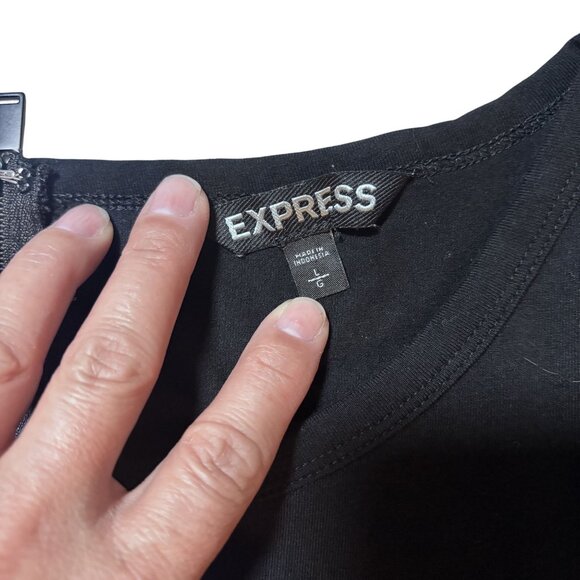 Express L Long Sleeve Black Maxi Dress With Side Ruching Goth Whimsigoth - Picture 6 of 10